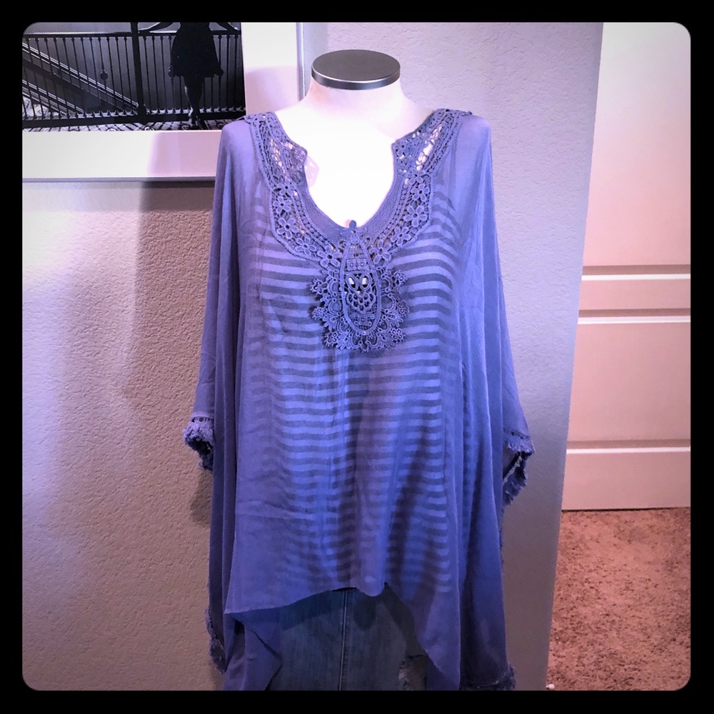 Cornflower blue lightweight poncho
